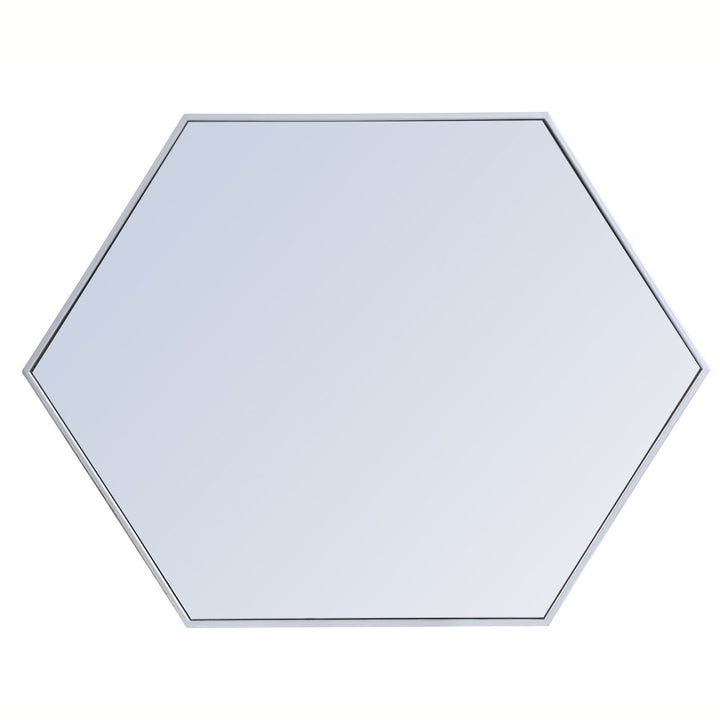 Metal Frame Hexagon Mirror 30 Inch In Silver
