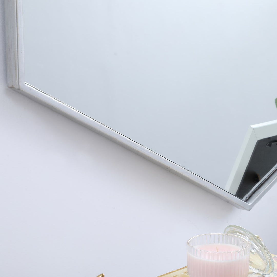 Metal Frame Hexagon Mirror 30 Inch In Silver
