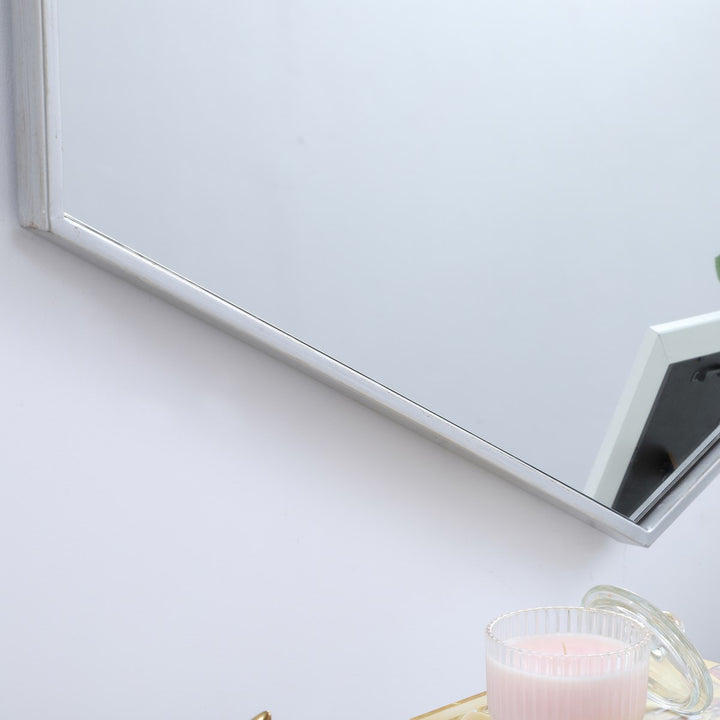 Metal Frame Hexagon Mirror 30 Inch In Silver