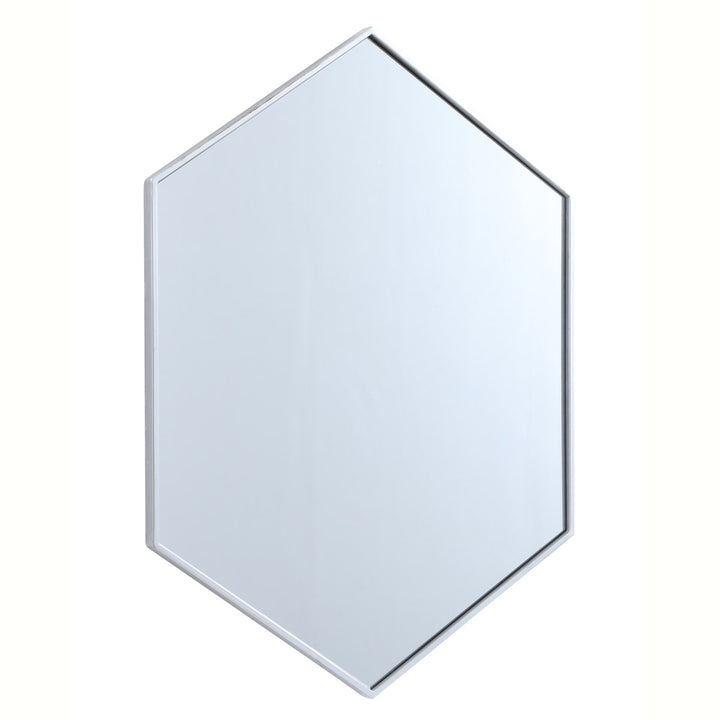 Metal Frame Hexagon Mirror 30 Inch In Silver