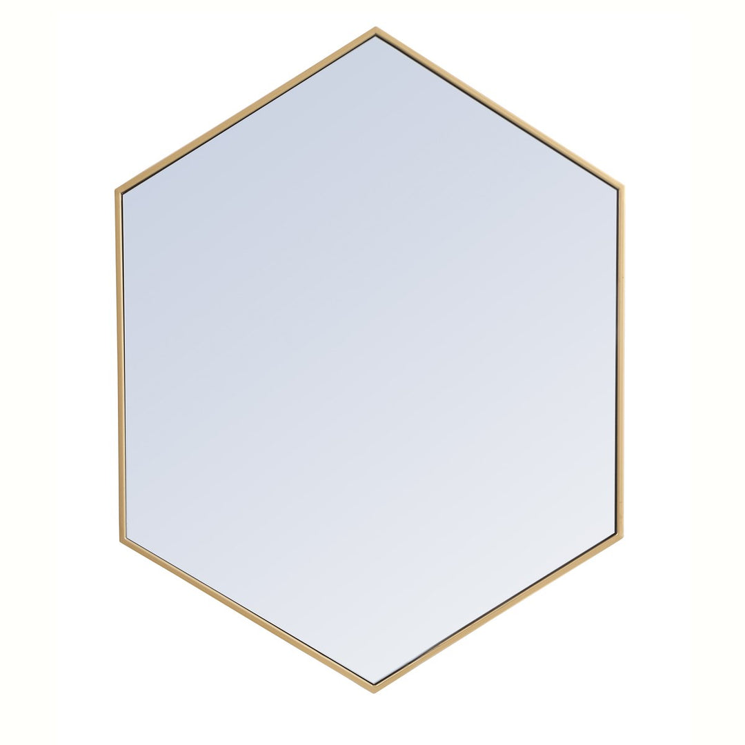 Metal Frame Hexagon Mirror 30 Inch In Brass by Elegant Decor