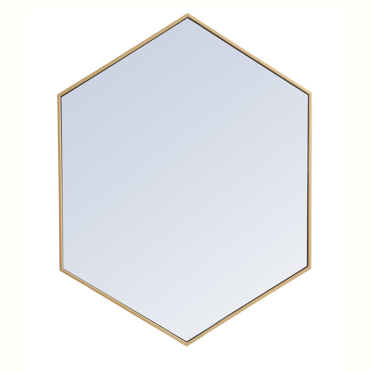 Metal Frame Hexagon Mirror 30 Inch In Brass by Elegant Decor