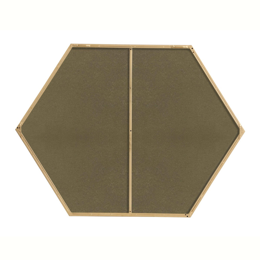Metal Frame Hexagon Mirror 30 Inch In Brass
