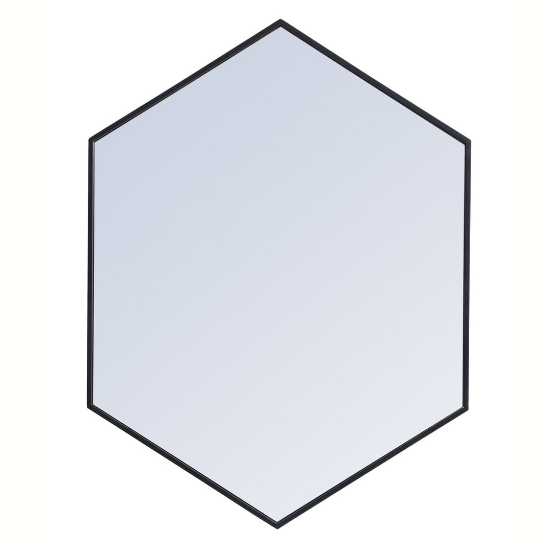 Metal Frame Hexagon Mirror 30 Inch In Black by Elegant Decor