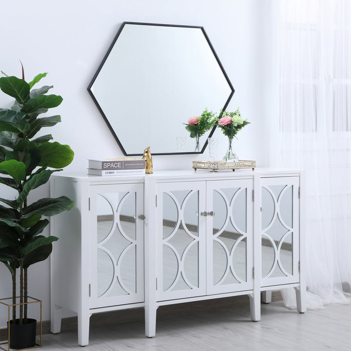 Metal Frame Hexagon Mirror 30 Inch In Black
