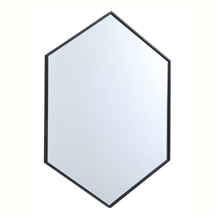 Metal Frame Hexagon Mirror 30 Inch In Black