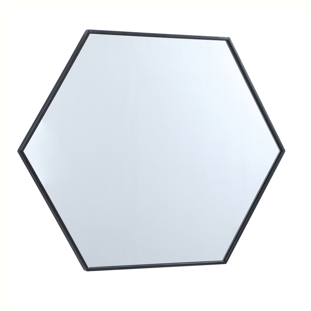 Metal Frame Hexagon Mirror 30 Inch In Black
