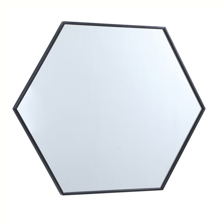Metal Frame Hexagon Mirror 30 Inch In Black