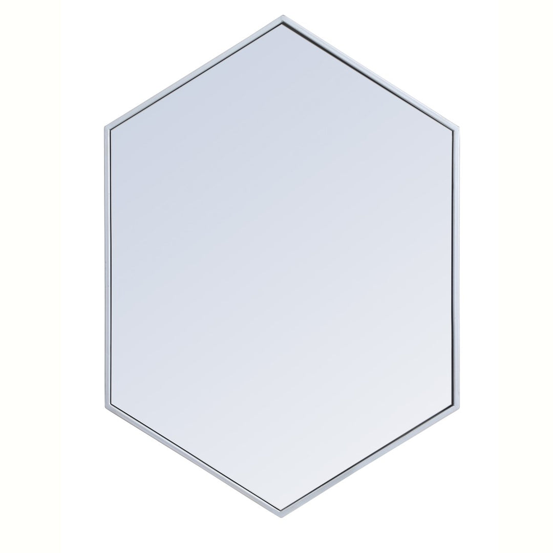 Metal Frame Hexagon Mirror 24 Inch In Silver by Elegant Decor