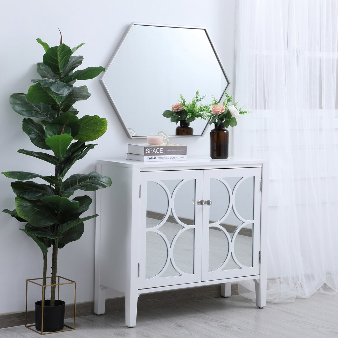 Metal Frame Hexagon Mirror 24 Inch In Silver