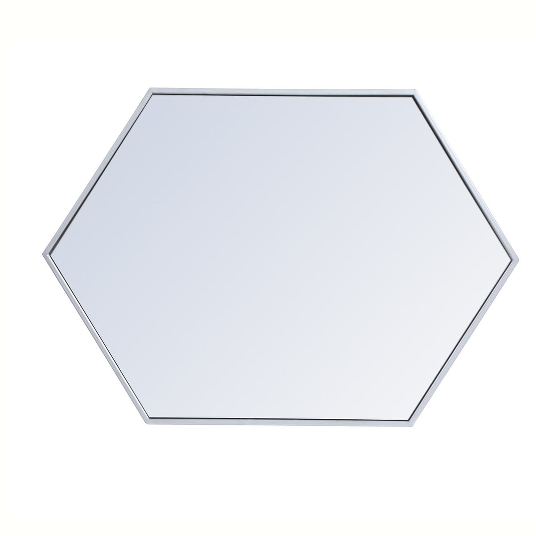 Metal Frame Hexagon Mirror 24 Inch In Silver