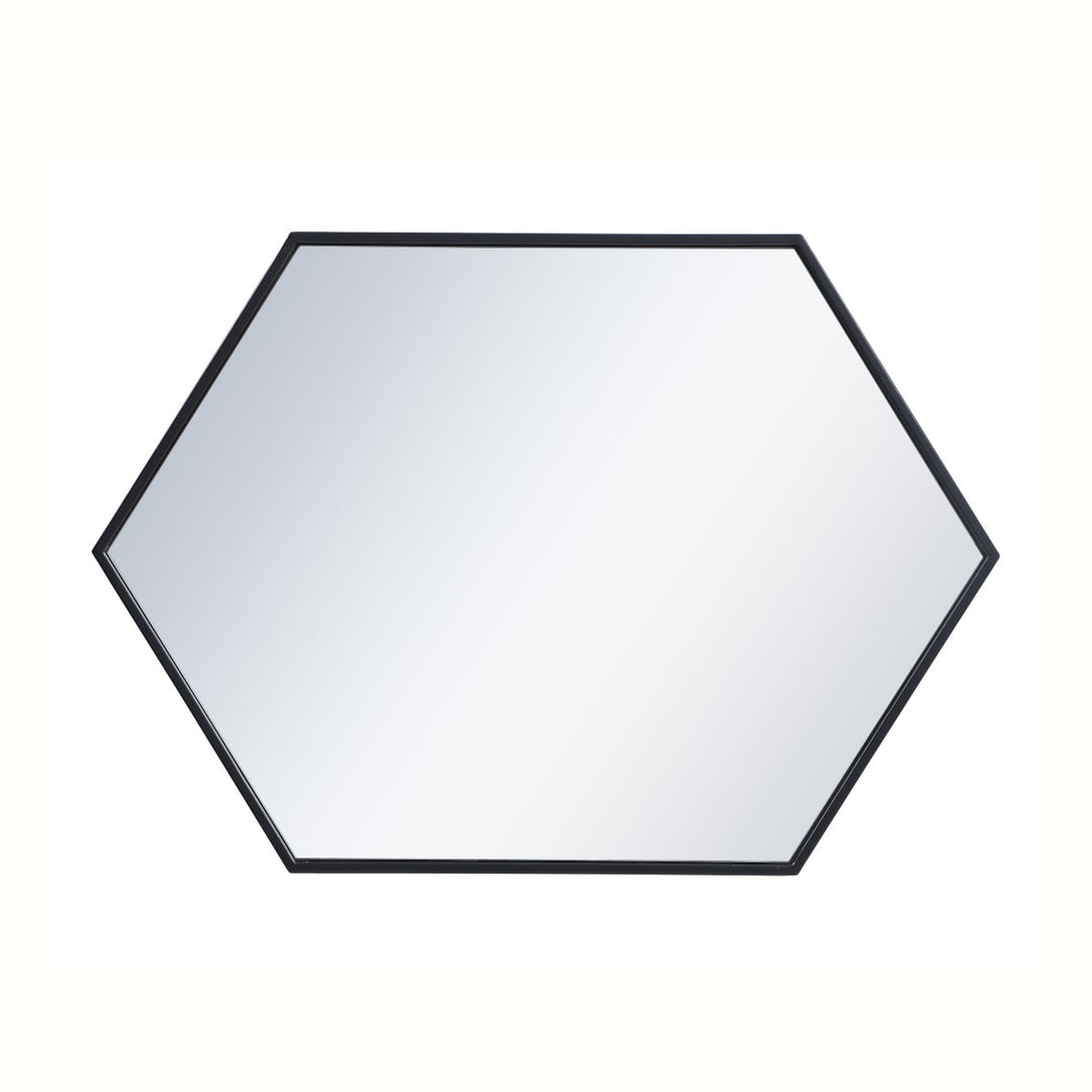 Metal Frame Hexagon Mirror 24 Inch In Black