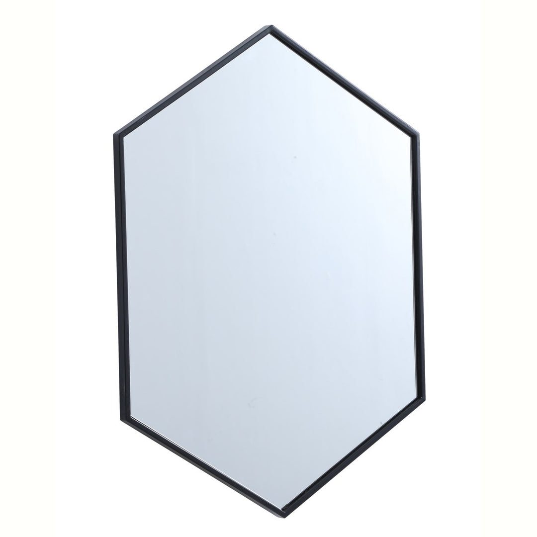 Metal Frame Hexagon Mirror 24 Inch In Black