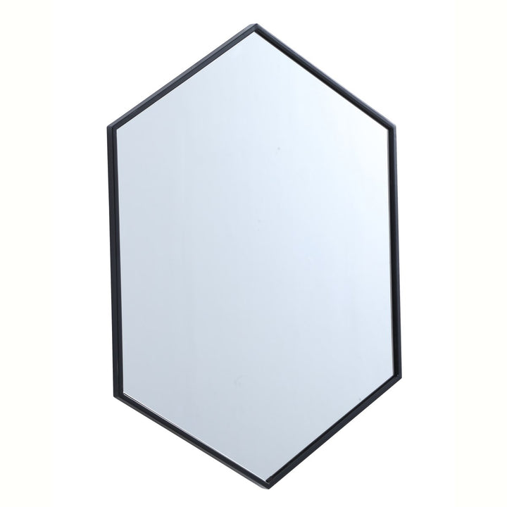 Metal Frame Hexagon Mirror 24 Inch In Black