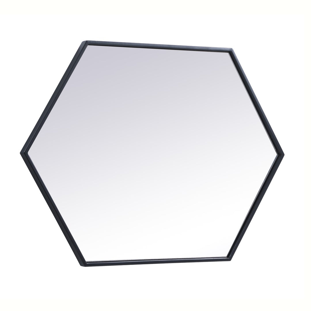 Metal Frame Hexagon Mirror 24 Inch In Black
