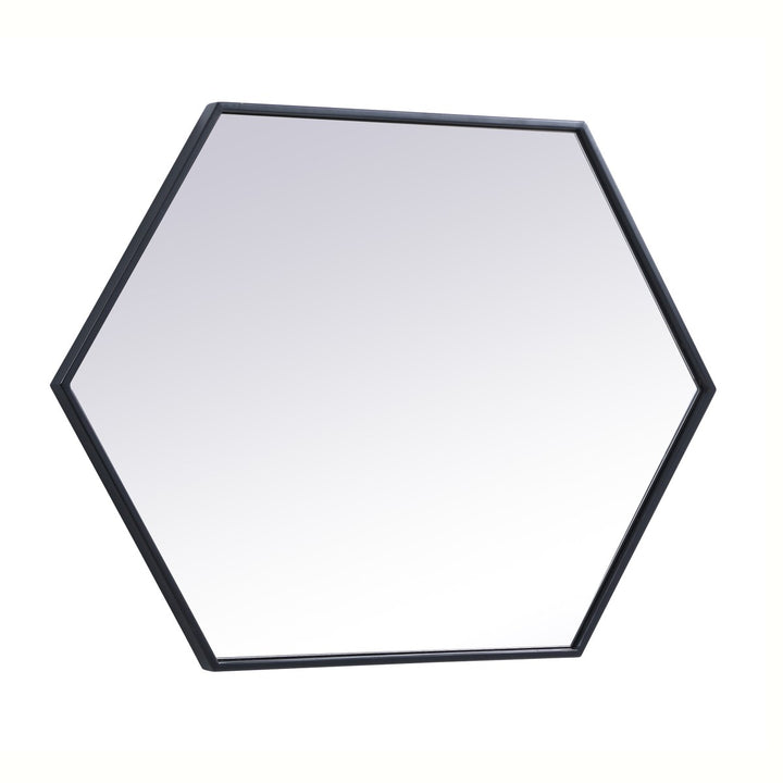Metal Frame Hexagon Mirror 24 Inch In Black