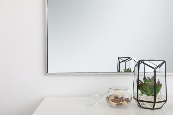 Metal Frame Rectangle Mirror 36 Inch In Silver