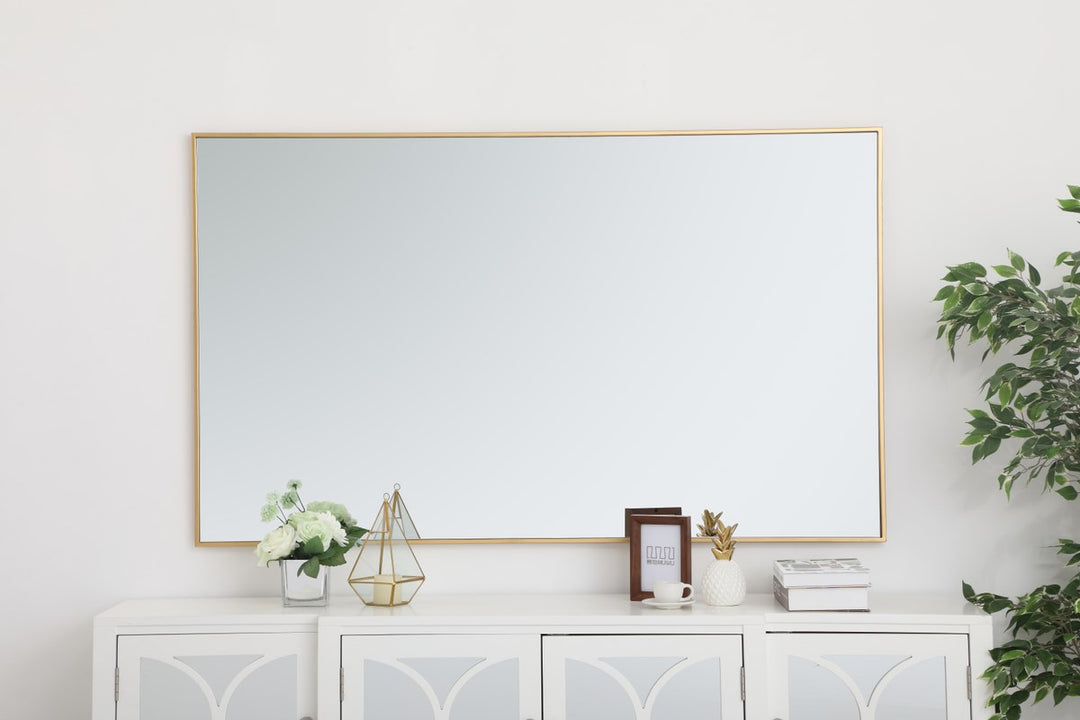 Metal Frame Rectangle Mirror 36 Inch In Brass