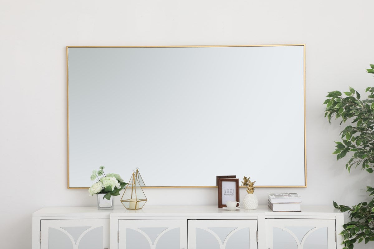 Metal Frame Rectangle Mirror 36 Inch In Brass