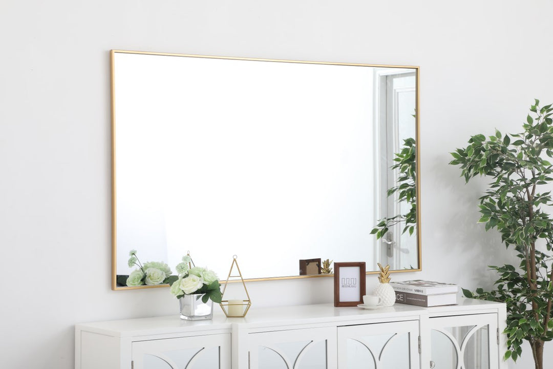 Metal Frame Rectangle Mirror 36 Inch In Brass