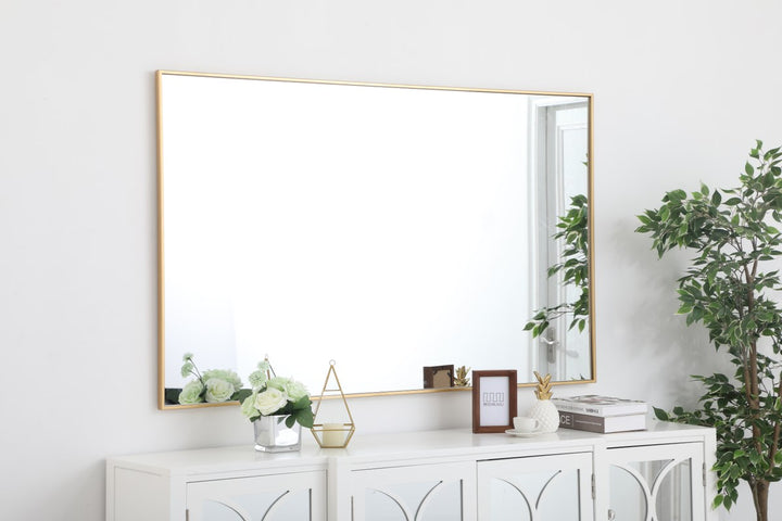 Metal Frame Rectangle Mirror 36 Inch In Brass