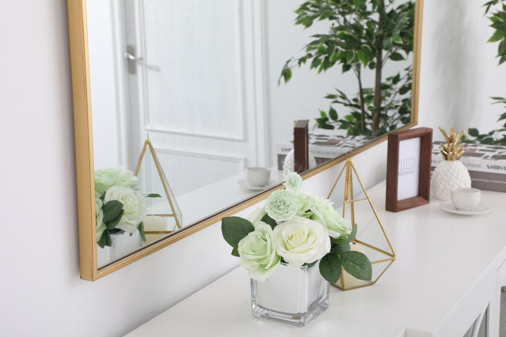 Metal Frame Rectangle Mirror 36 Inch In Brass