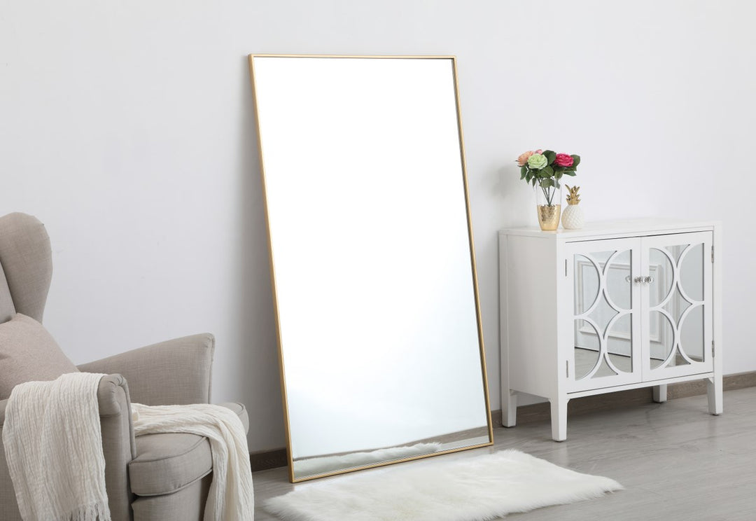 Metal Frame Rectangle Mirror 36 Inch In Brass