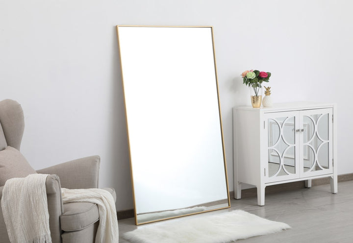 Metal Frame Rectangle Mirror 36 Inch In Brass