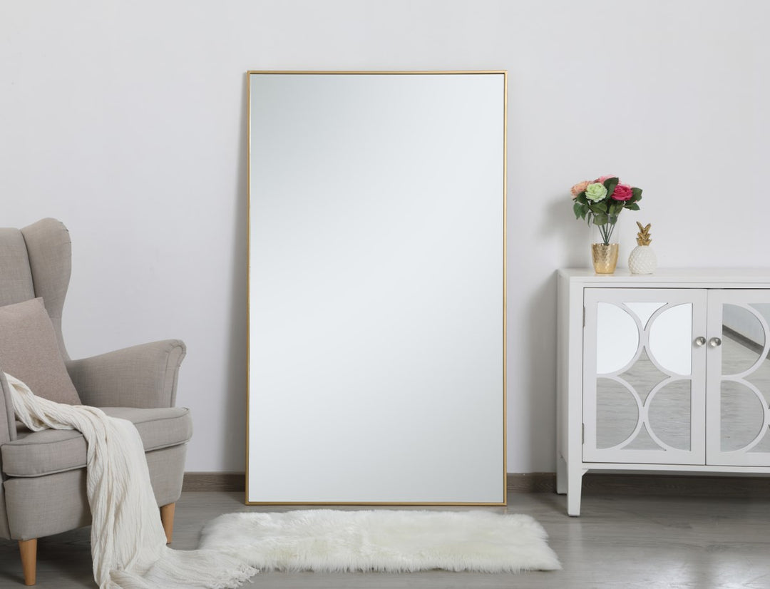 Metal Frame Rectangle Mirror 36 Inch In Brass