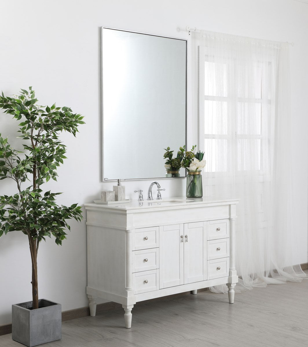 Metal Frame Rectangle Mirror 36 Inch In Silver
