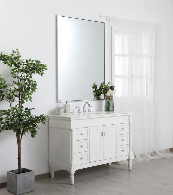 Metal Frame Rectangle Mirror 36 Inch In Silver