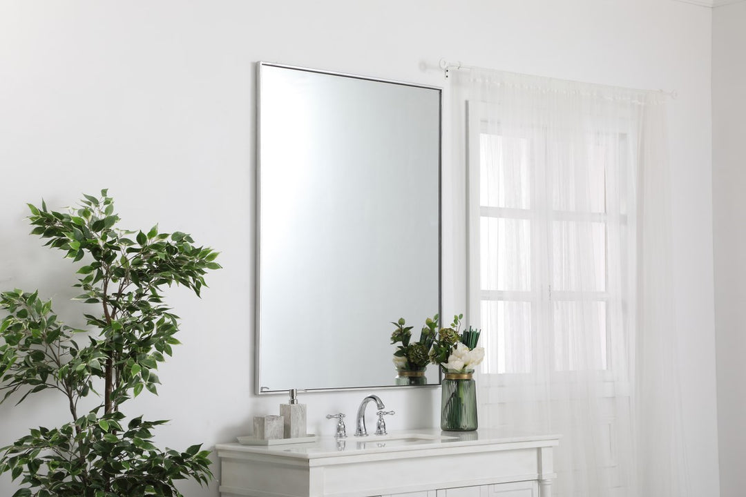 Metal Frame Rectangle Mirror 36 Inch In Silver