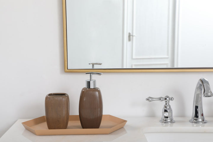 Metal Frame Rectangle Mirror 36 Inch In Brass
