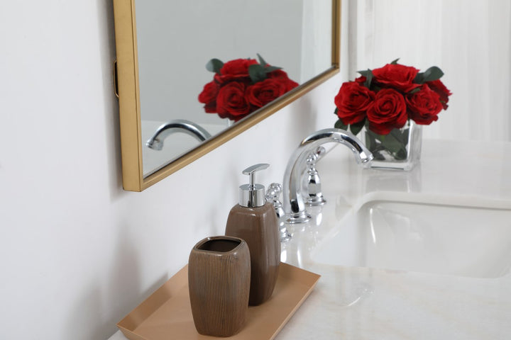 Metal Frame Rectangle Mirror 36 Inch In Brass