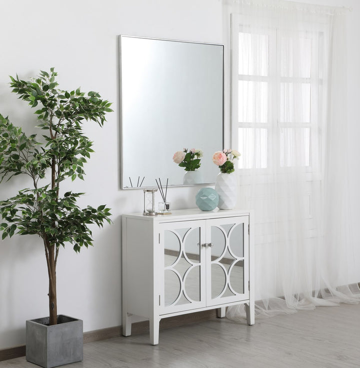 Metal Frame Rectangle Mirror 36 Inch In Silver