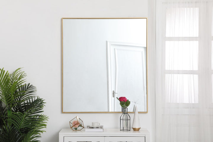 Metal Frame Rectangle Mirror 36 Inch In Brass
