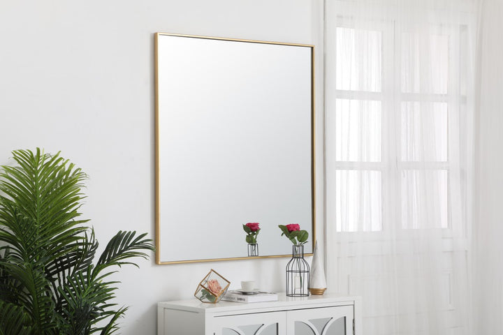 Metal Frame Rectangle Mirror 36 Inch In Brass