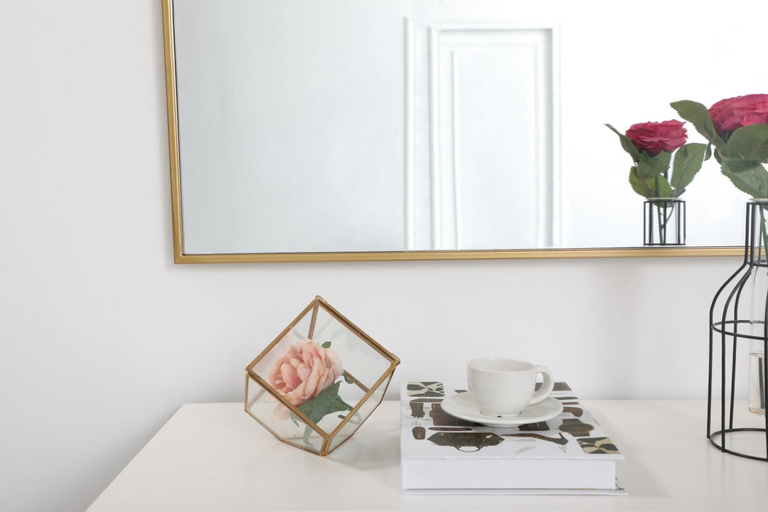 Metal Frame Rectangle Mirror 36 Inch In Brass