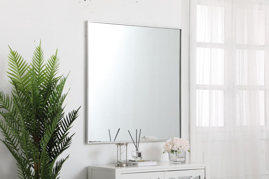 Metal Frame Square Mirror 36 Inch In Silver