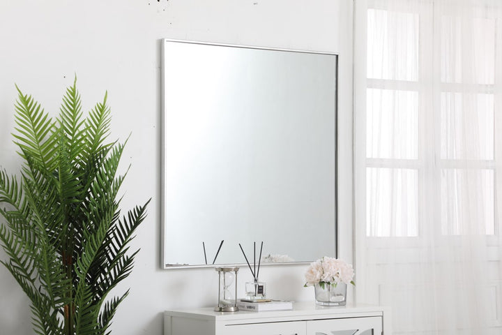 Metal Frame Square Mirror 36 Inch In Silver
