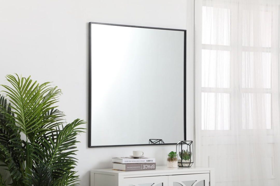 Metal Frame Square Mirror 36 Inch In Black