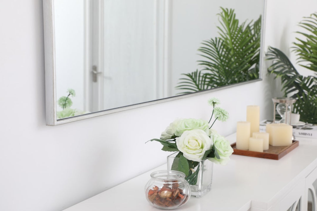 Metal Frame Rectangle Mirror 30 Inch In Silver