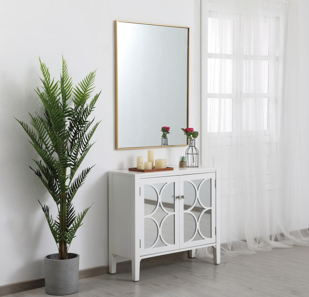 Metal Frame Rectangle Mirror 30 Inch In Brass