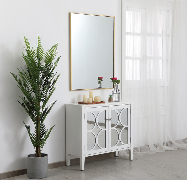 Metal Frame Rectangle Mirror 30 Inch In Brass