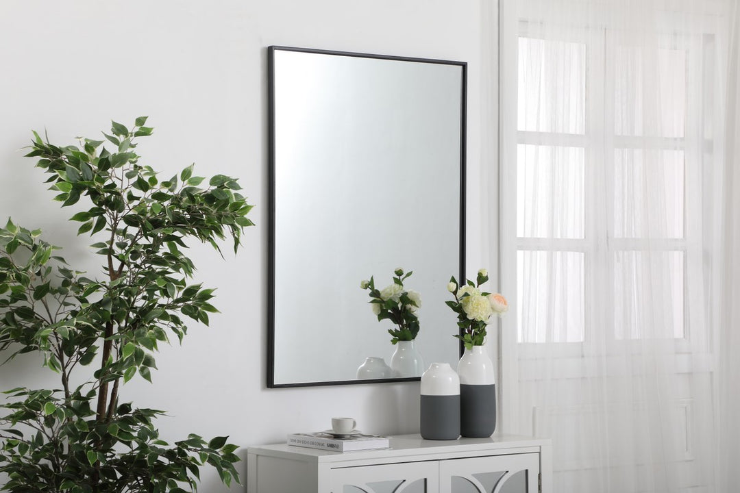 Metal Frame Rectangle Mirror 30 Inch In Black