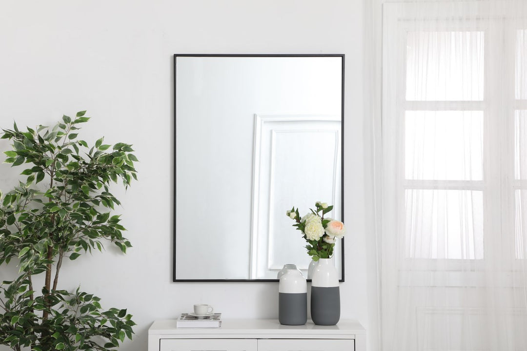 Metal Frame Rectangle Mirror 30 Inch In Black