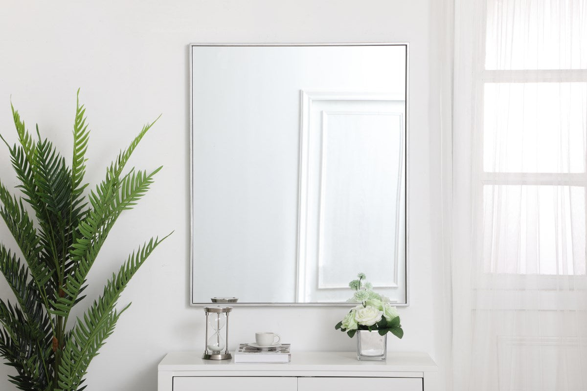 Metal Frame Rectangle Mirror 30 Inch In Silver