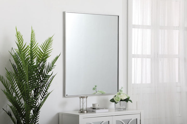 Metal Frame Rectangle Mirror 30 Inch In Silver