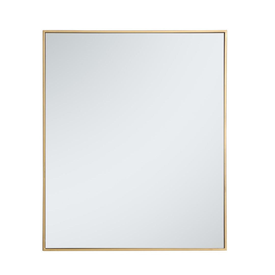 Metal Frame Rectangle Mirror 30 Inch In Brass by Elegant Decor