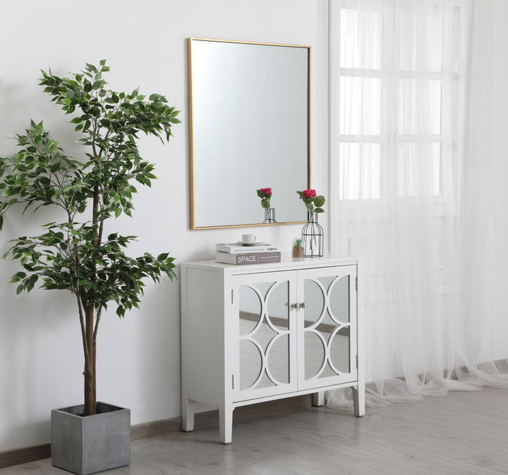 Metal Frame Rectangle Mirror 30 Inch In Brass